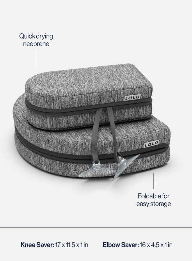 Lalo Knee & Elbow Saver - Foldable Padded Cushions for Bathtime, Quick-Dry, Suction Cups for Stability, Bath Kneeler and Elbow Rest Pad Set 17 x 11.5 in Knee Pad & 16 x 4.5 in Elbow Pad - Heather Grey - Image 3